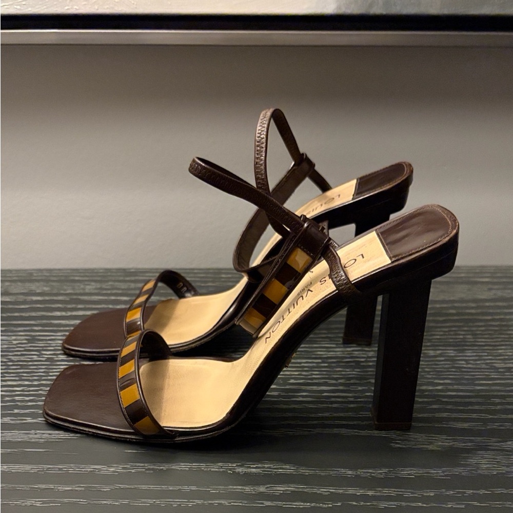 Louis Vuitton Brown and Tan Strappy Heels